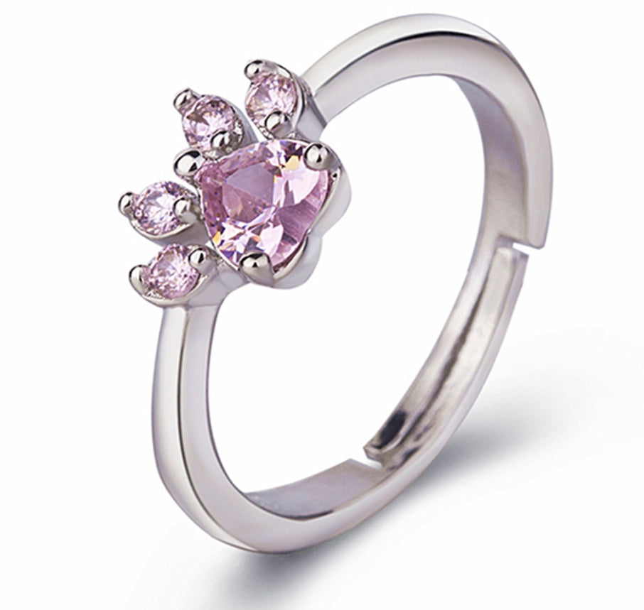 Rose Gold Paw Jewelry Set – 4 Pieces with Zirconia Heart