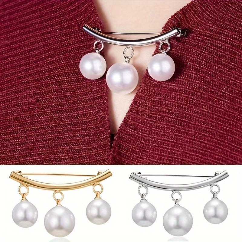Elegant Faux Pearl Brooch