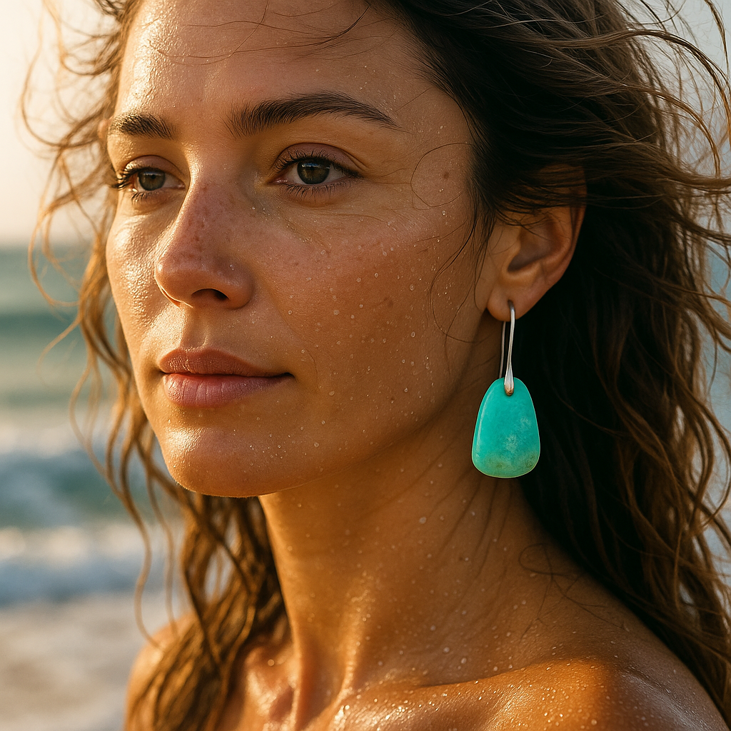 Lightweight Sea Stone Amulet Earrings