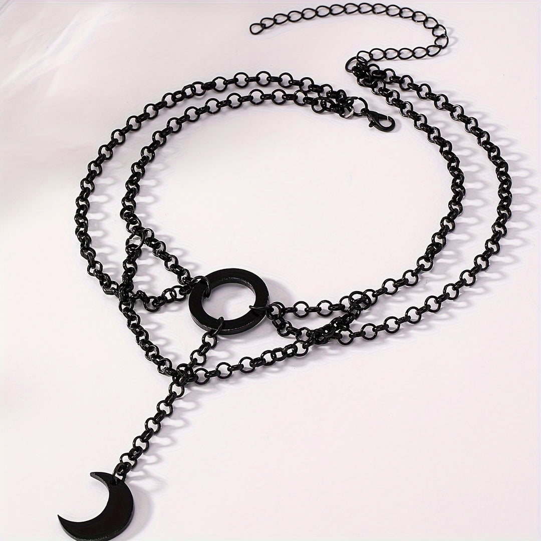 Gothic Crescent Moon Chain Choker