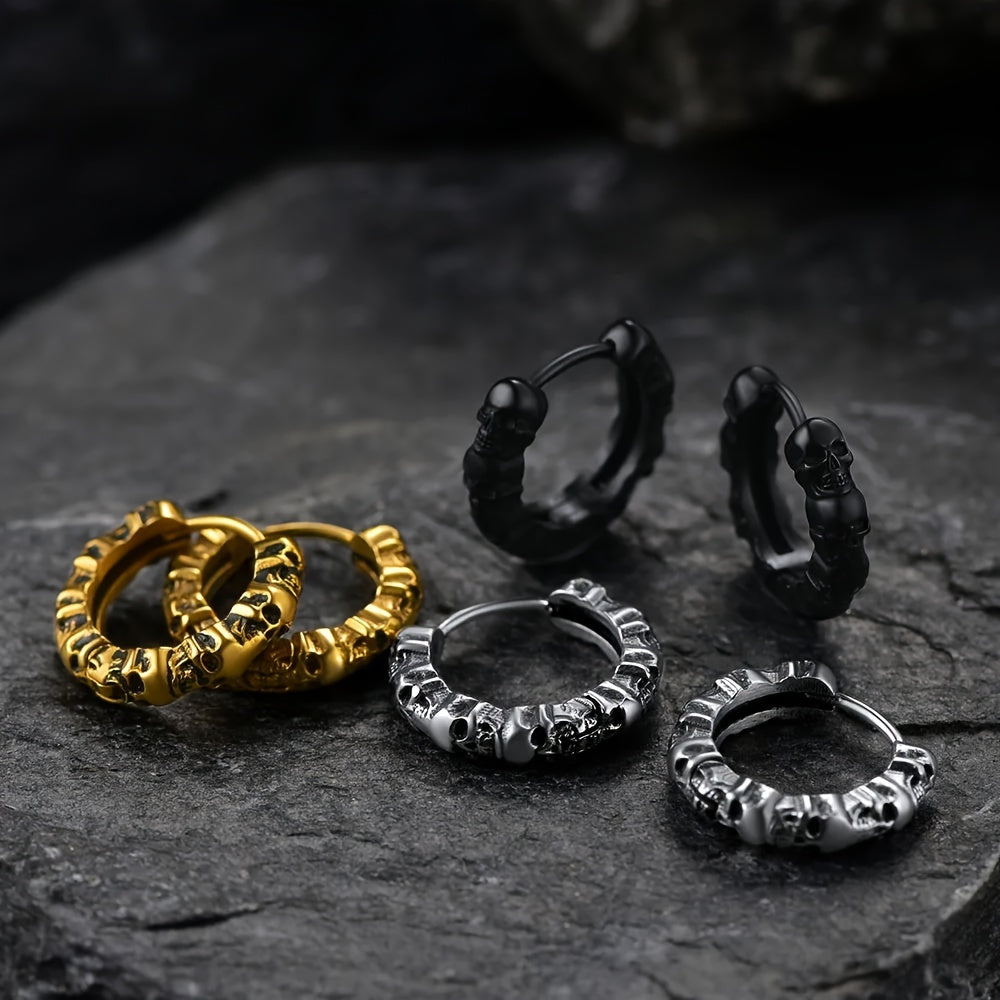 Gothic Skull Hoop Earrings