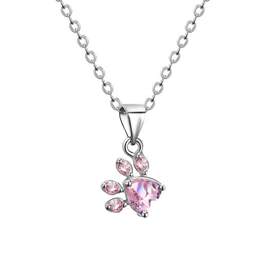 Rose Gold Paw Jewelry Set – 4 Pieces with Zirconia Heart