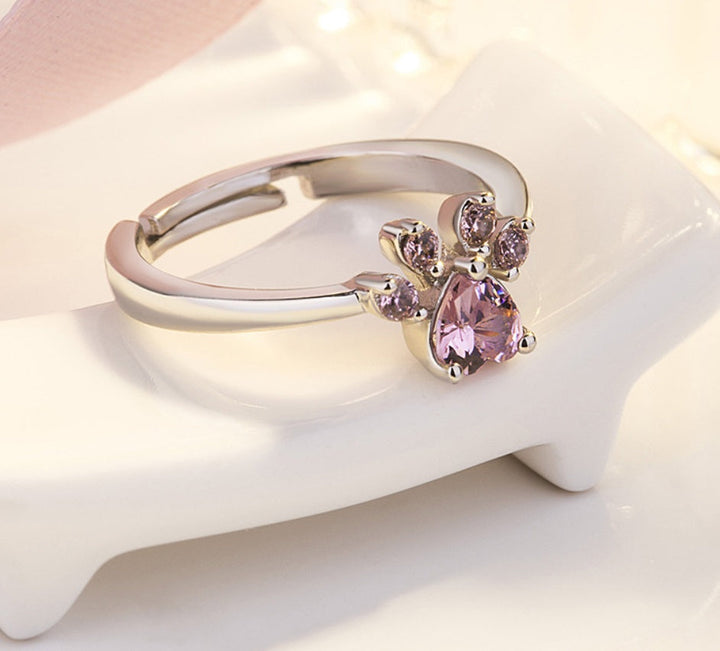 Rose Gold Paw Jewelry Set – 4 Pieces with Zirconia Heart