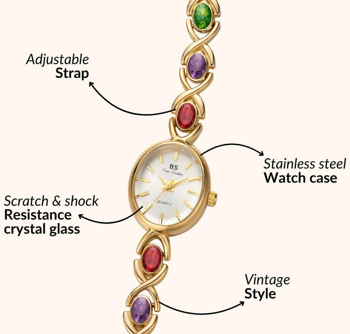 Gemstone Gold Bracelet Watch