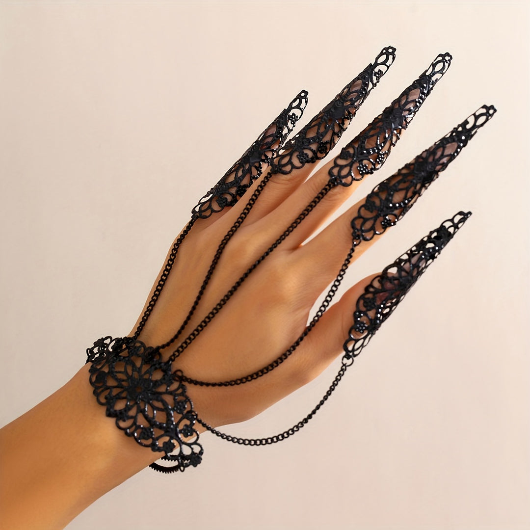 Golden Gothic Lace Hand Bracelet