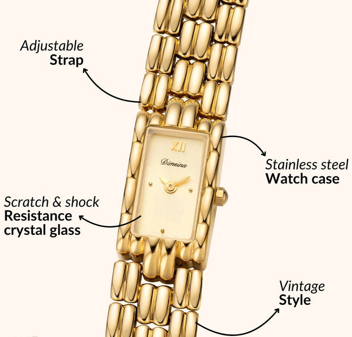 Gold Rectangle Bracelet Watch