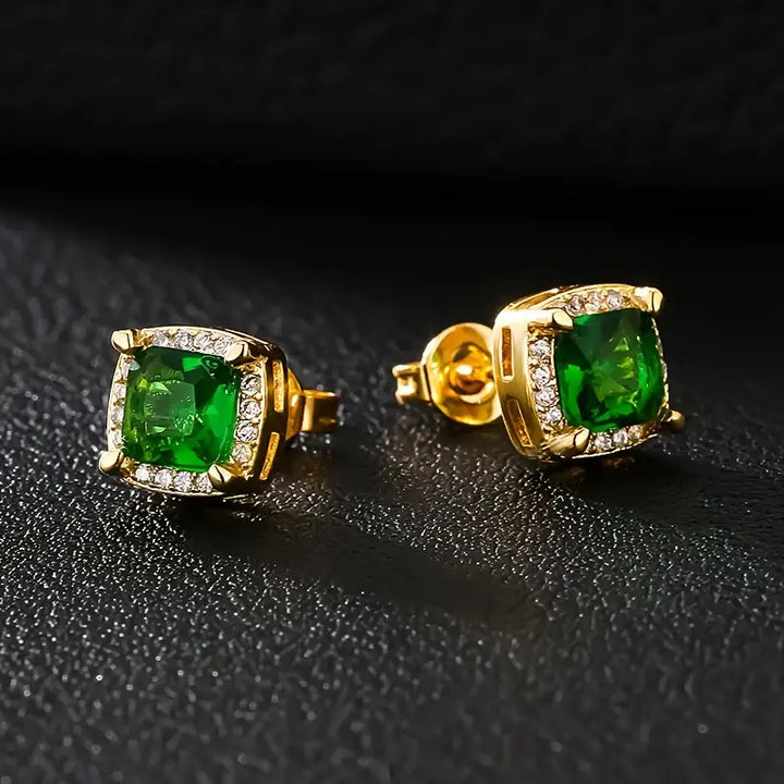 Golden Earrings with Gemstones