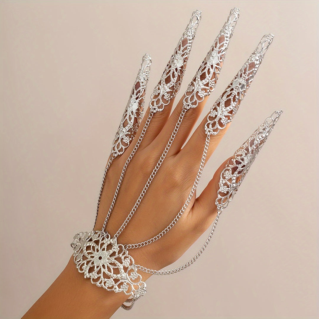 Golden Gothic Lace Hand Bracelet