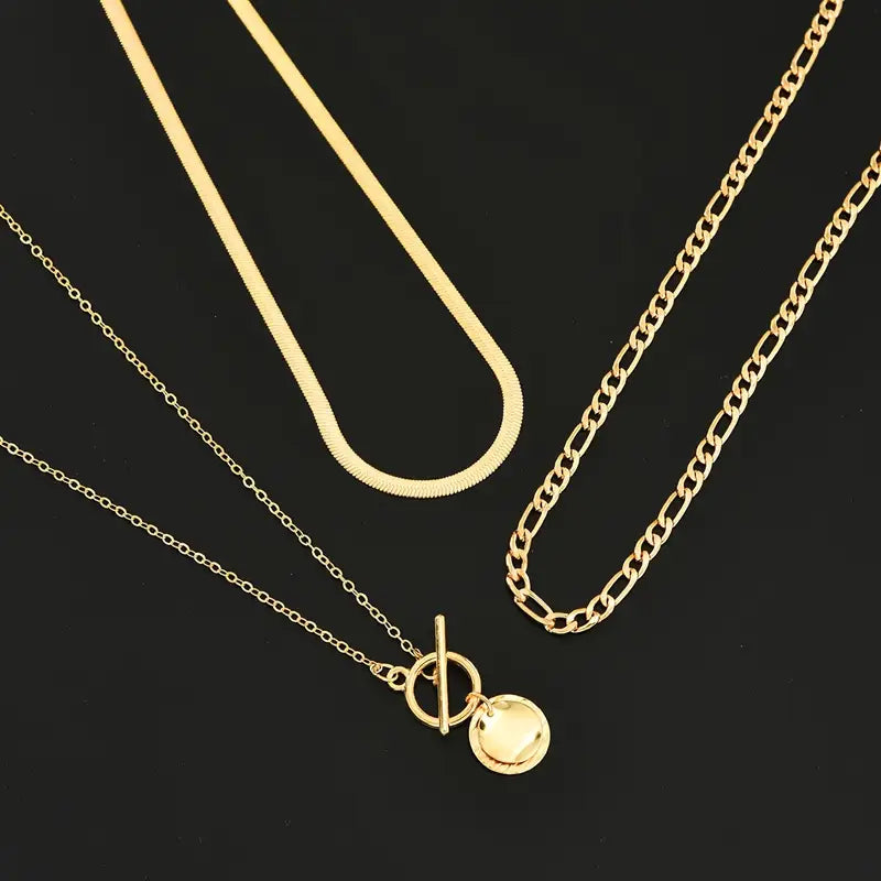Savira Textured Golden Layered Necklace