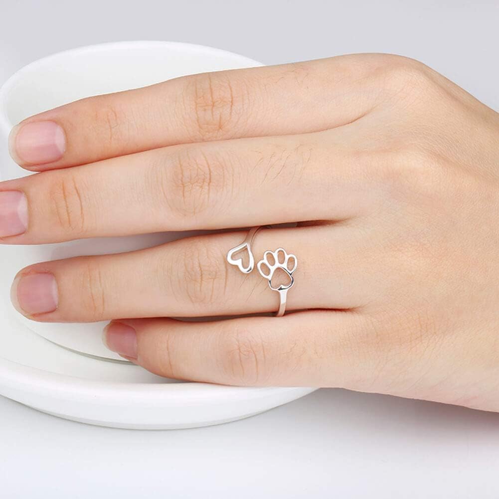 Paw & Heart Ring – Adjustable