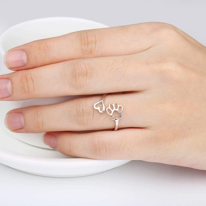 Paw & Heart Ring – Adjustable
