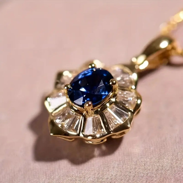 Gold Sapphire stone Necklace