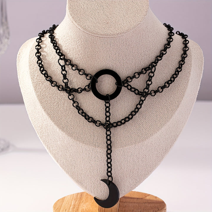 Gothic Crescent Moon Chain Choker