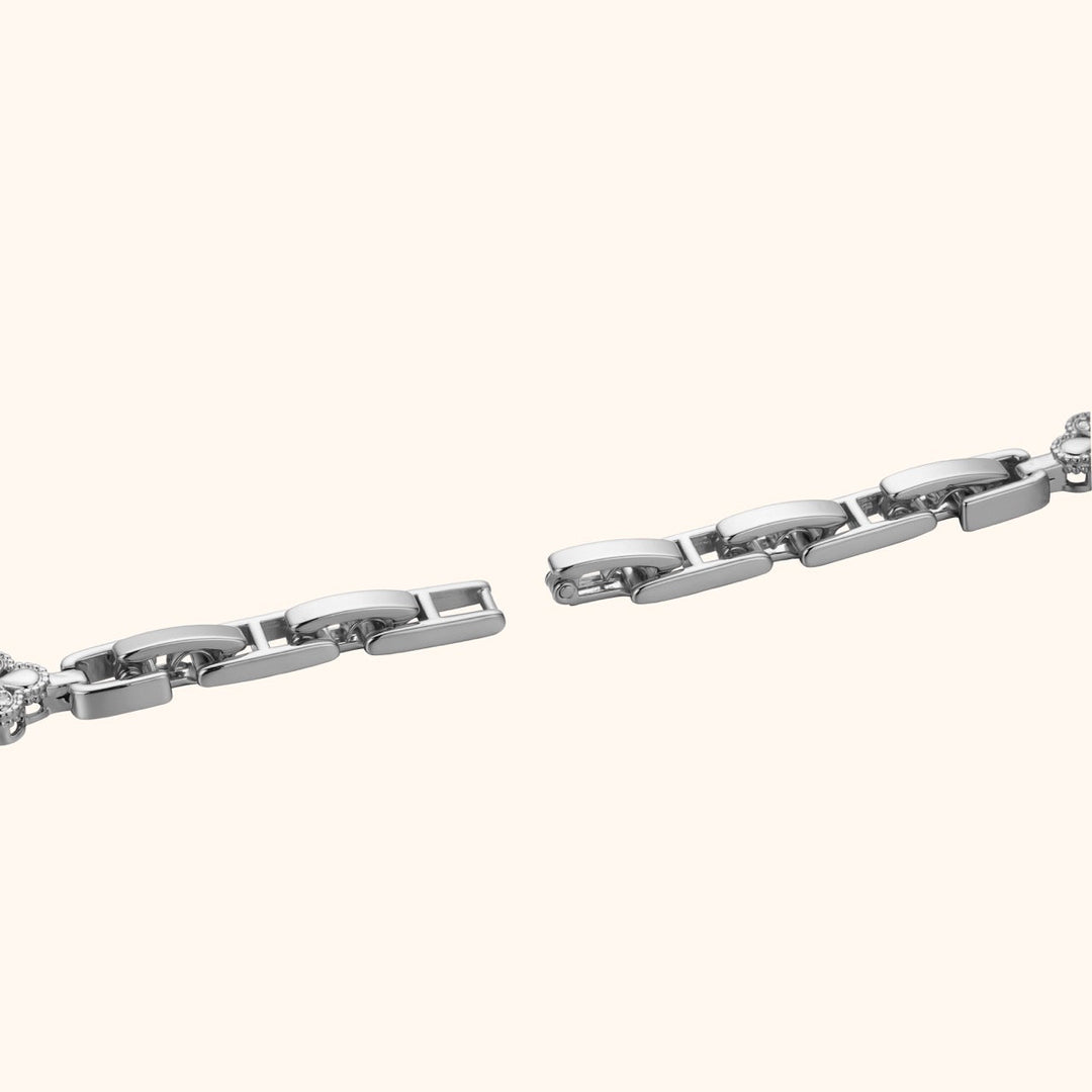 Silver Floral Bracelet Watch