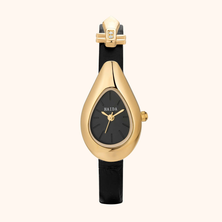 Gold Drop Leather Watch