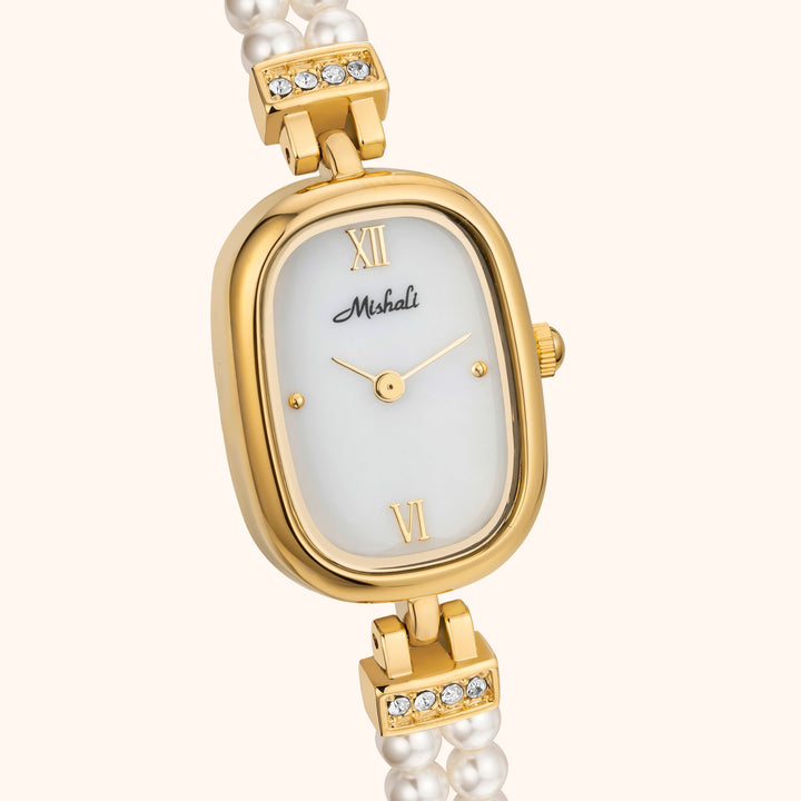 Pearl & Gold Bracelet Watch