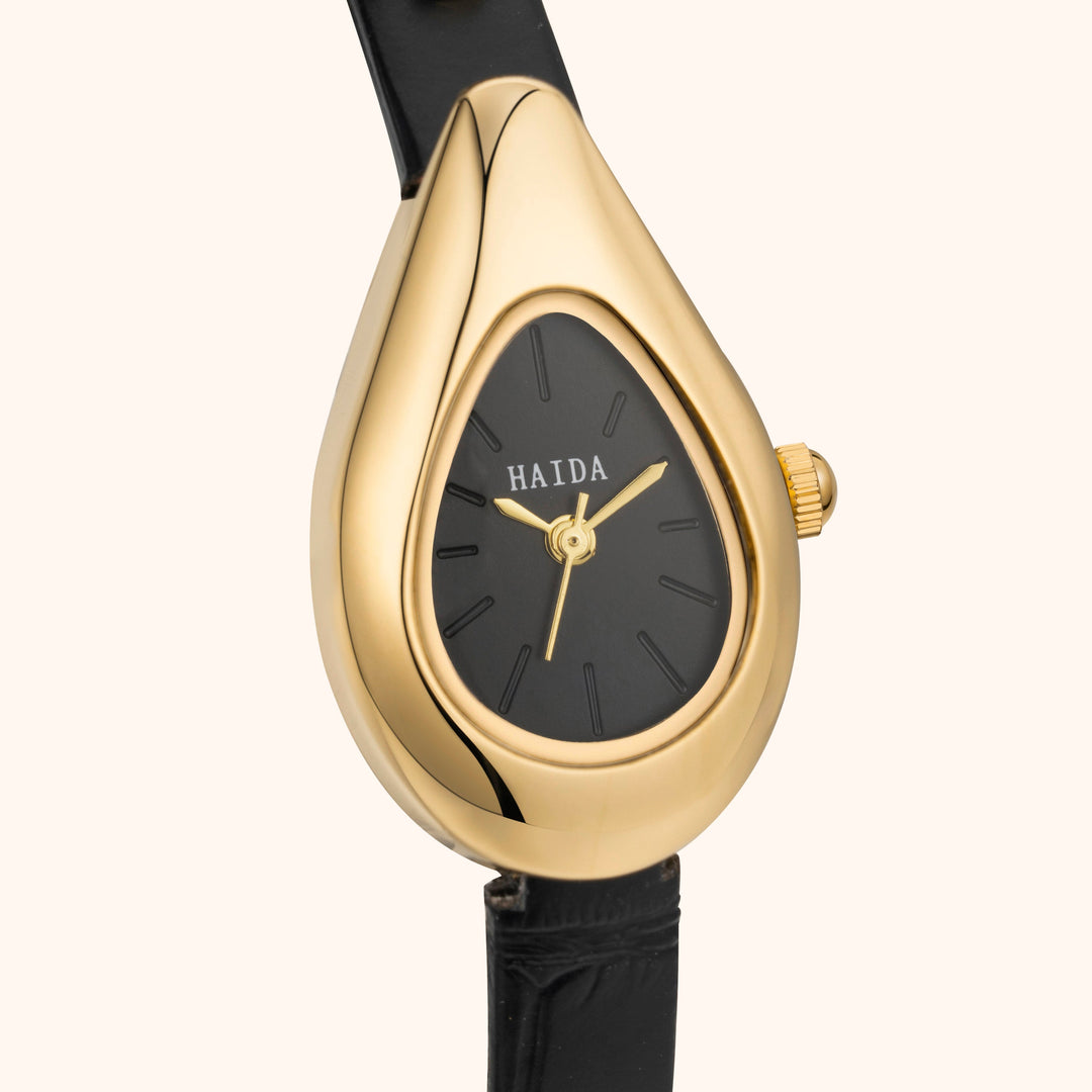 Gold Drop Leather Watch