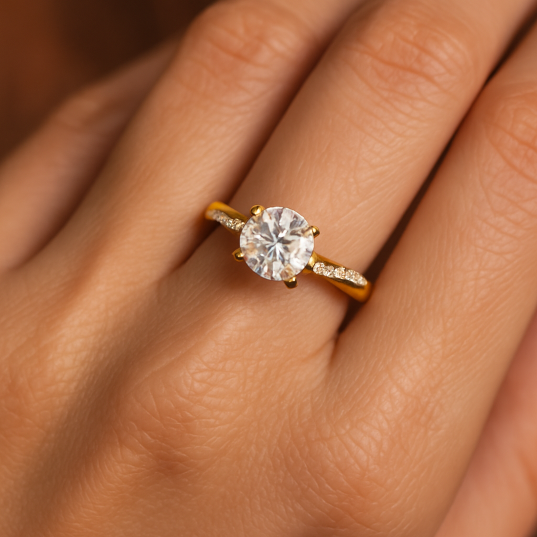 Vintage Crystal Ring with Gold & Silver
