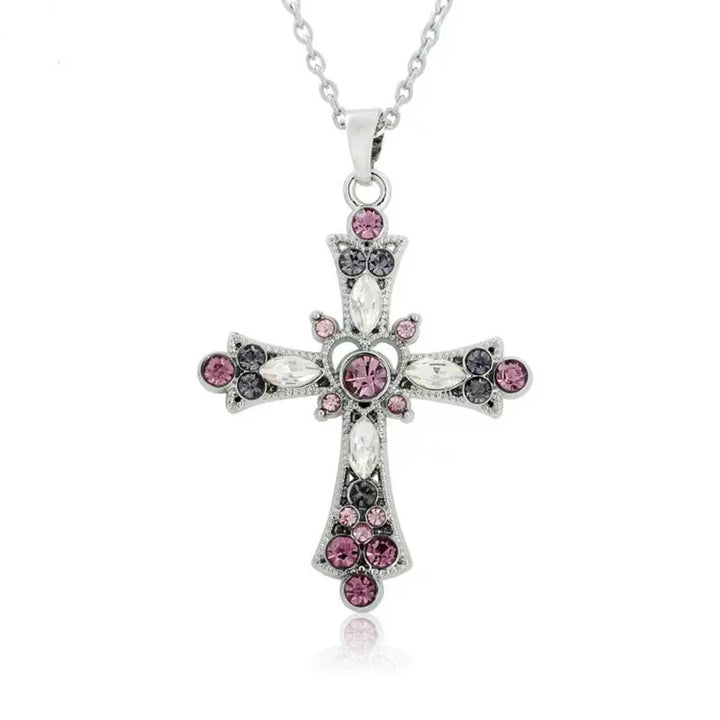 Gothic Large Zircon Cross Pendant Necklace