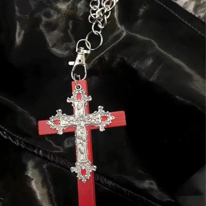 Gothic Large Zircon Cross Pendant Necklace