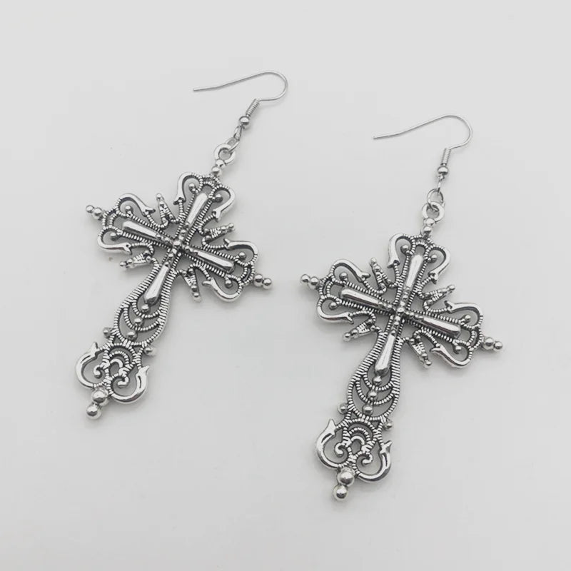 Gothic Cross Dangle Earrings