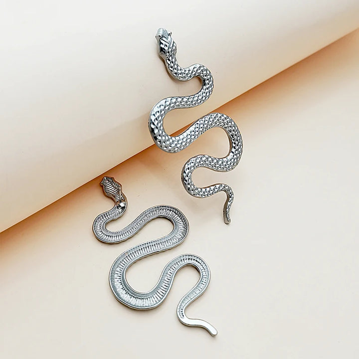 Exaggerated Gold Snake Earrings