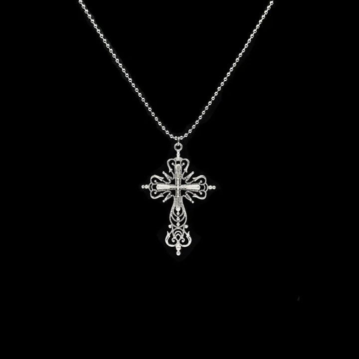 Gothic Large Zircon Cross Pendant Necklace