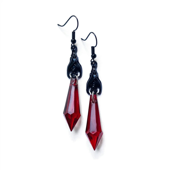 Gothic Red Crystal Drop Earrings