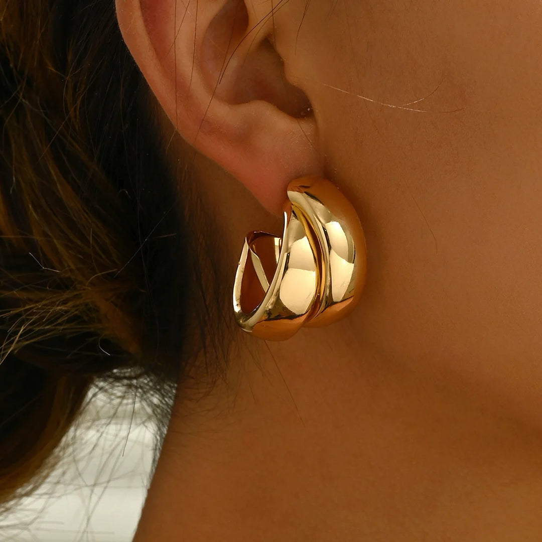 Elegant Gold Chunky Hoop Earrings