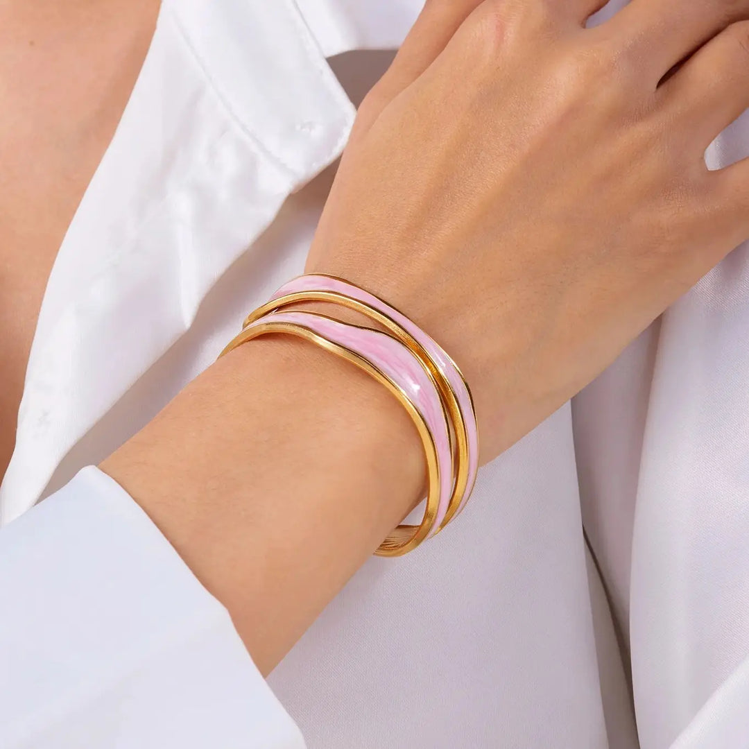 Vintage White Open Stainless Steel Bracelet