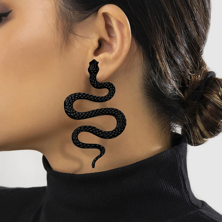 Exaggerated Gold Snake Earrings