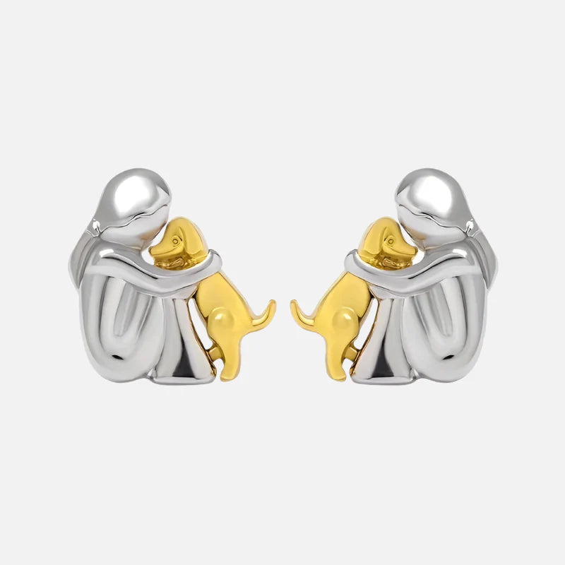 Silver and Gold Hug Earrings