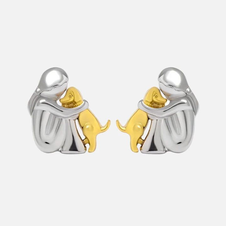 Silver and Gold Hug Earrings