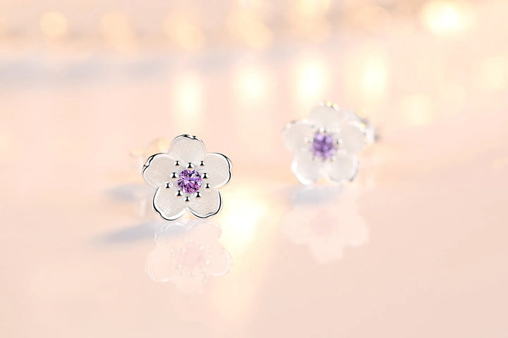 Zircon Flower Stud Earrings