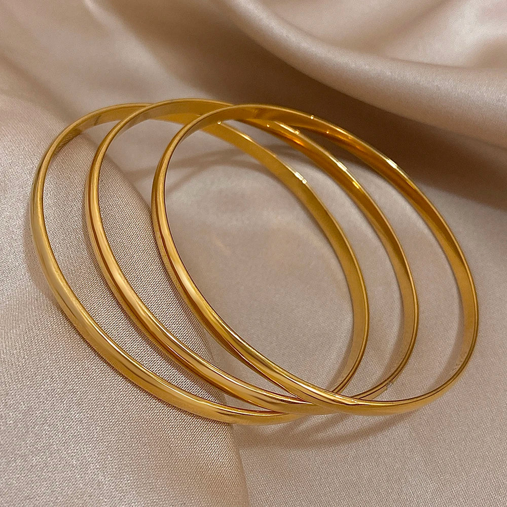 Chic Gold Stainless Steel Bangle Set