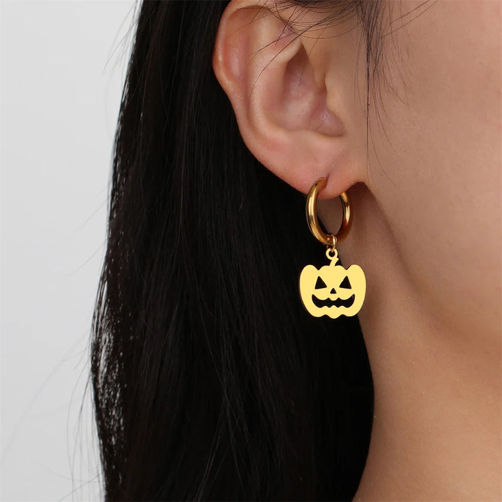 Gold Pumpkin Hoop Earrings