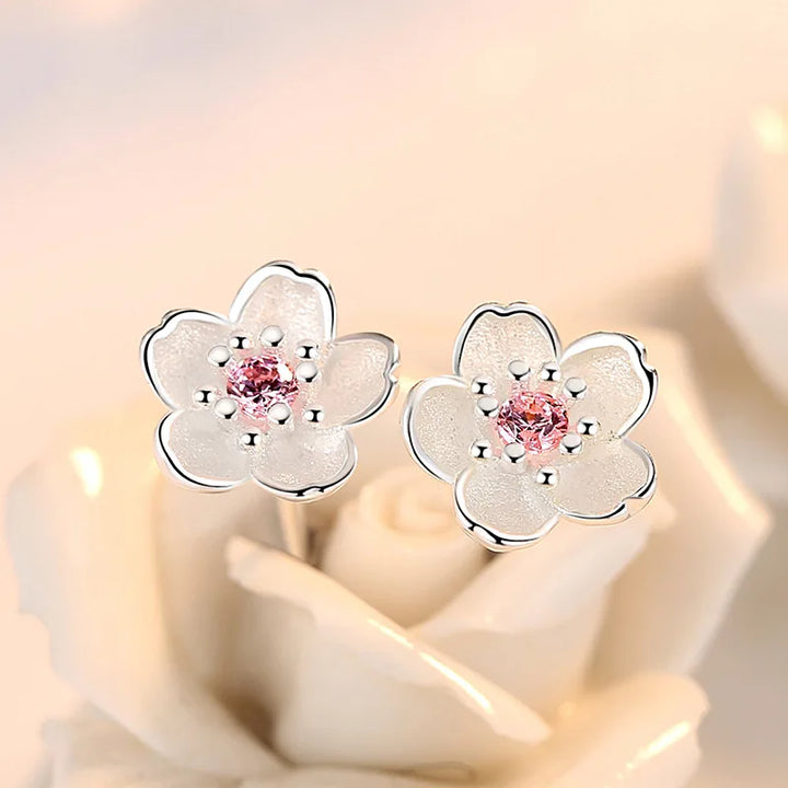 Zircon Flower Stud Earrings