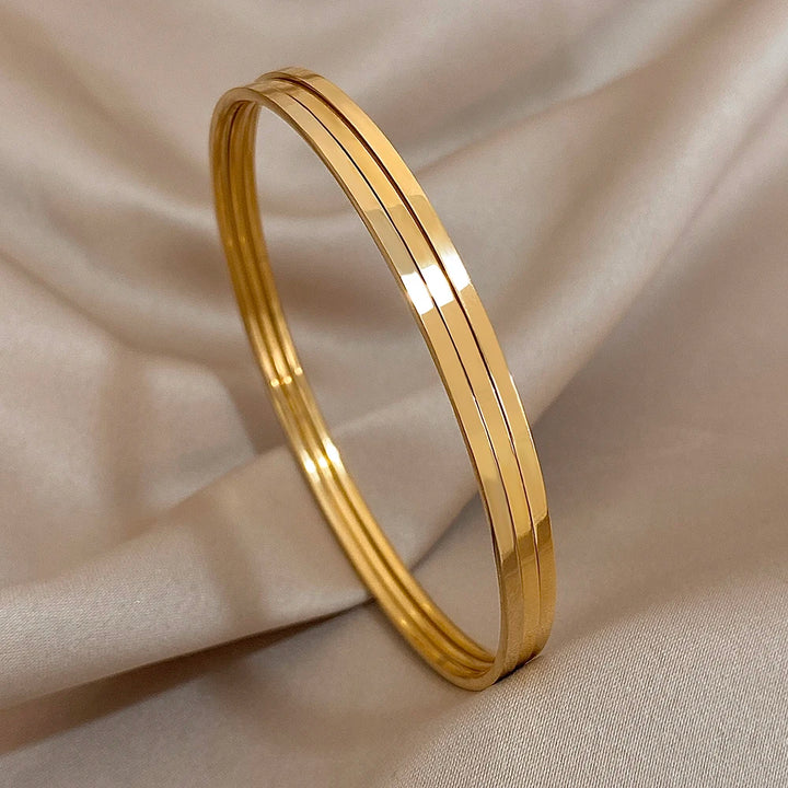 Chic Gold Stainless Steel Bangle Set