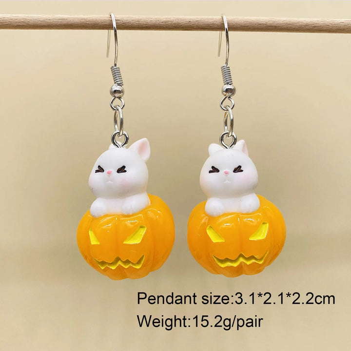 Halloween Ghost and Pumpkin Hoop Earrings