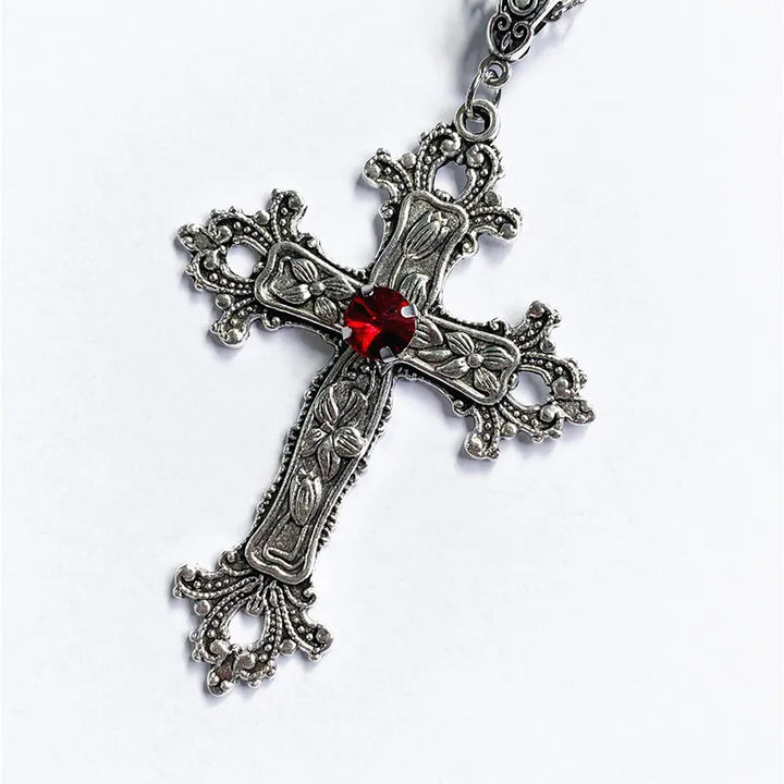 Gothic Large Zircon Cross Pendant Necklace