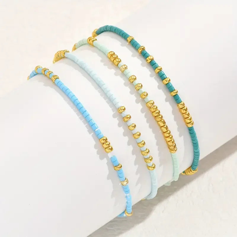 Chic Bohemian Turquoise Beaded Bracelet Set