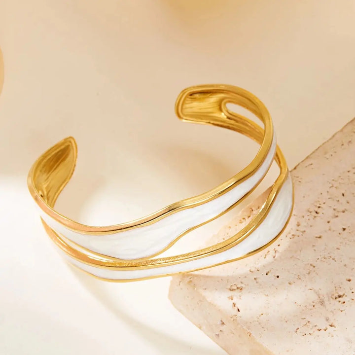 Vintage White Open Stainless Steel Bracelet