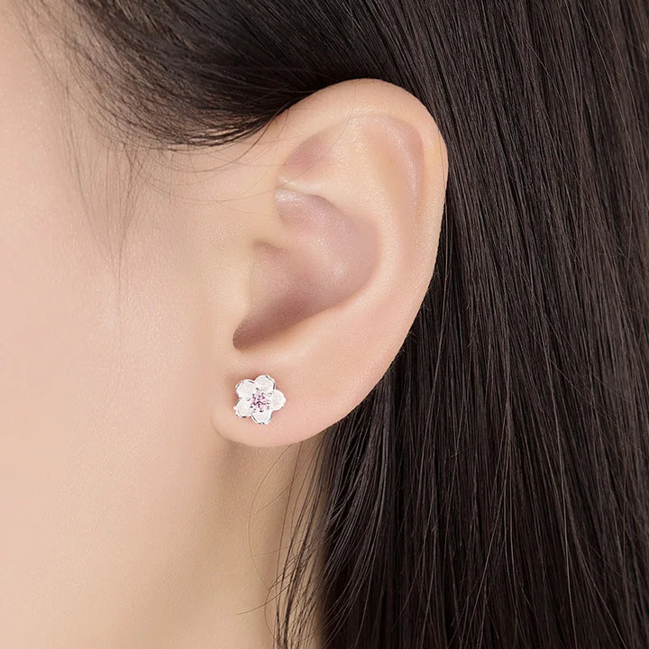 Zircon Flower Stud Earrings