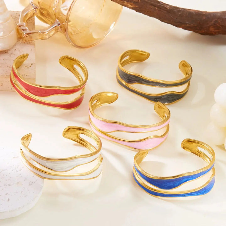 Vintage White Open Stainless Steel Bracelet