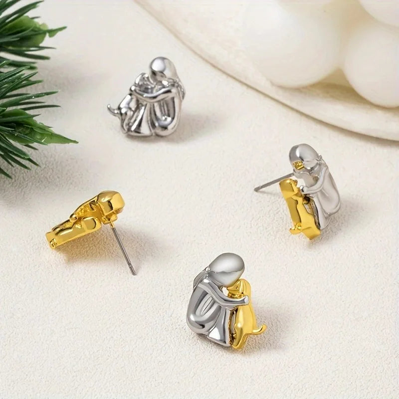 Silver and Gold Hug Earrings