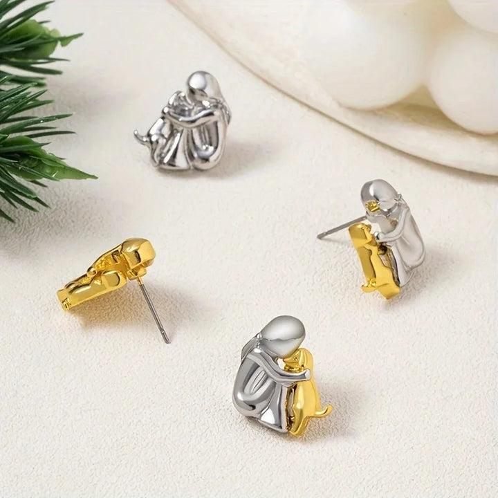 Silver and Gold Hug Earrings
