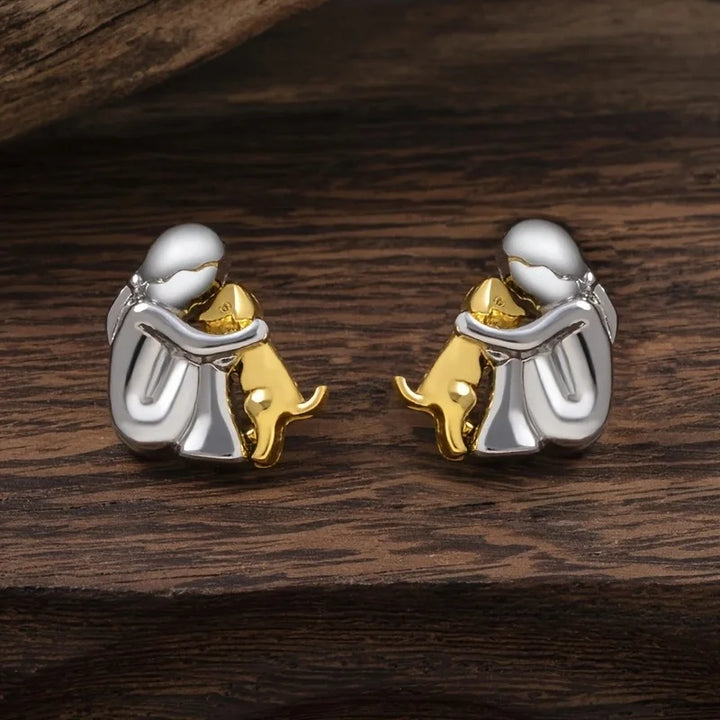 Silver and Gold Hug Earrings