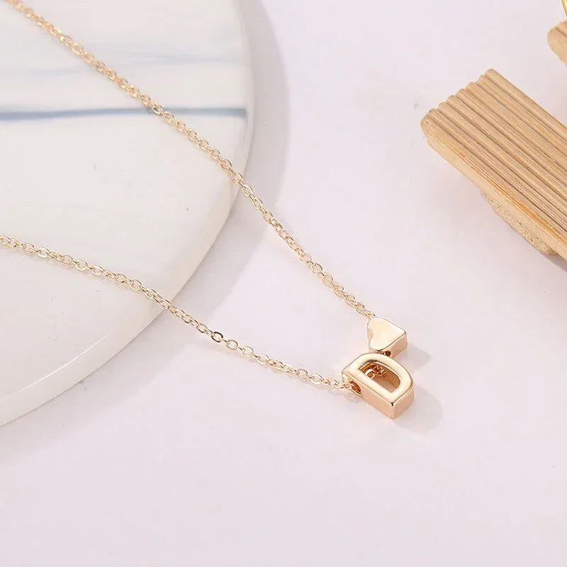 Golden Heart Initial Necklace