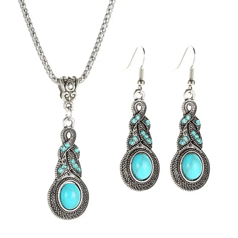 Vintage Turquoise Stones Jewellery Set
