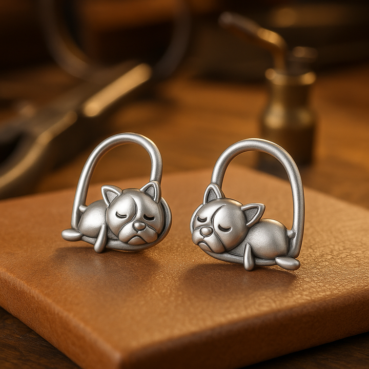 Sleeping Puppy Stud Earrings